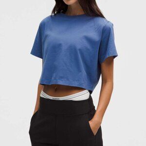Lululemon All Yours Organic Cotton Cropped T-Shirt | Brilliant Blue | Size XL
